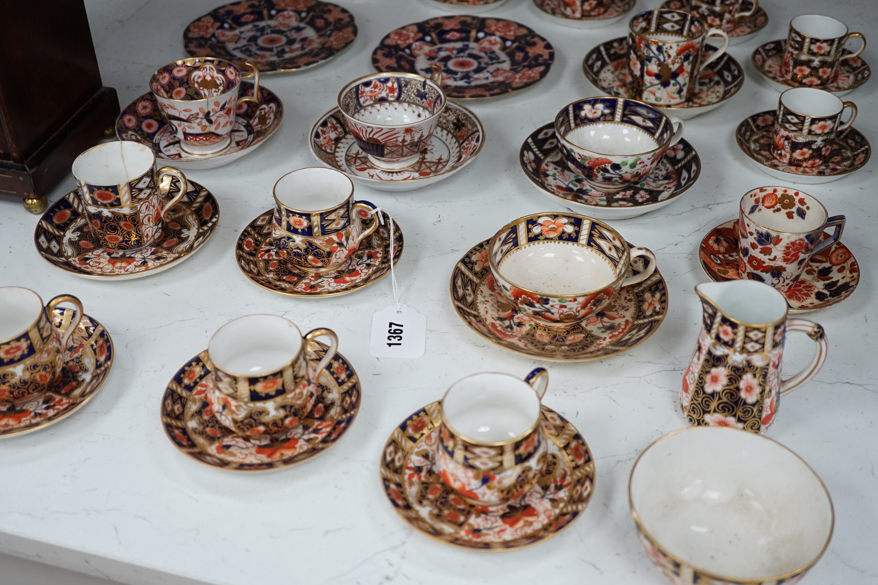 Derby and Royal Crown Derby Imari pattern coffee and tea wares and other manufacturers